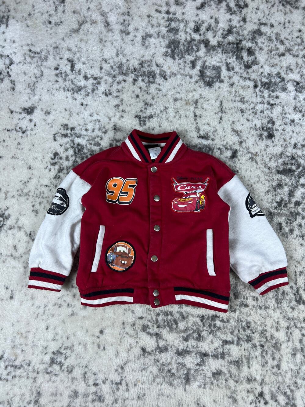 Vintage Disney Pixar Cars Pit Crew Jacket Kids 3T Varsity Y2K